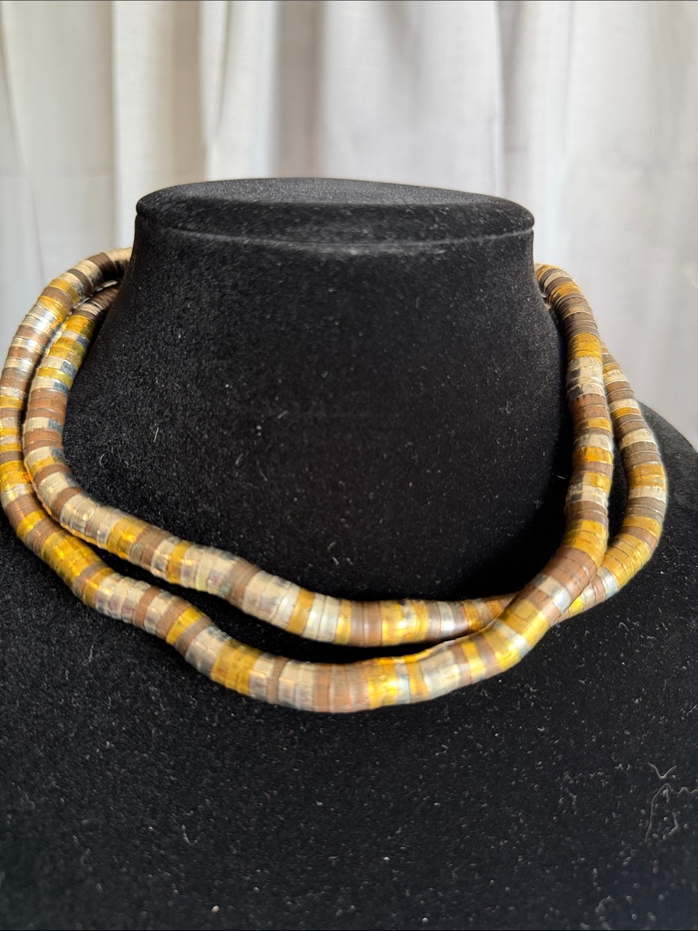Handcrafted Bendable Yellow & Brown Bead Necklace/Bracelet